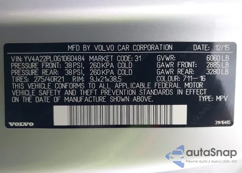 2016 Volvo Xc90 T6 Inscription from USA, damaged, VIN YV4A22PL0G1060484